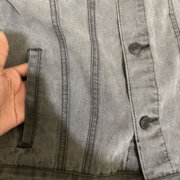 7 Diamonds Men’s Mac Denim Jacket Trucker Charcoal Jean Size Small Button Front - Picture 7 of 9
